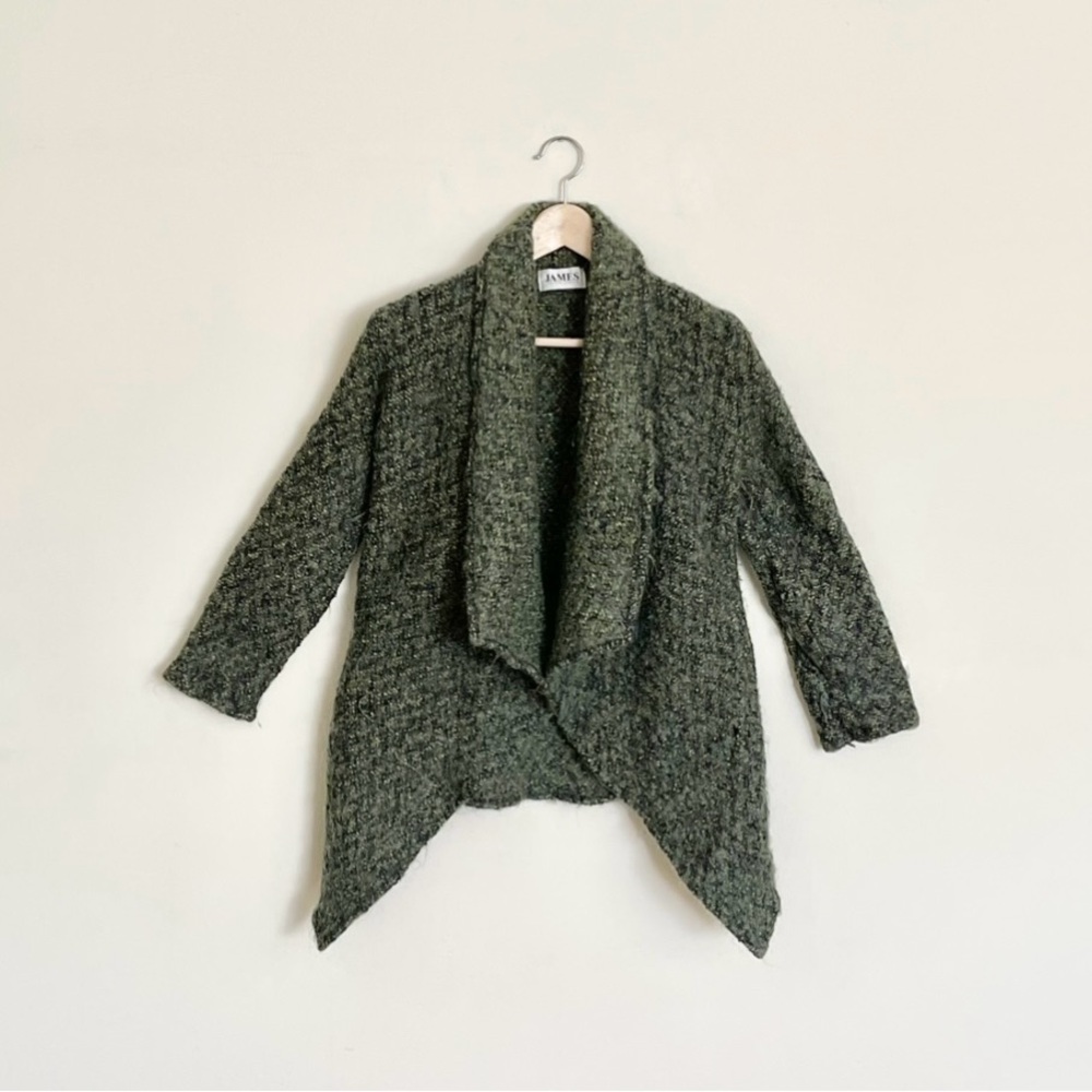 JAMES Peter James Wool Blend Asymmetrical Chunky Green Cardigan Women’s One Size
